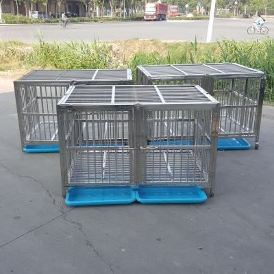 China Breathable Three Layers And Six Doors Collapsible Folding Stainless Steel Dog Cage Enclosures For Dogs Metal for sale