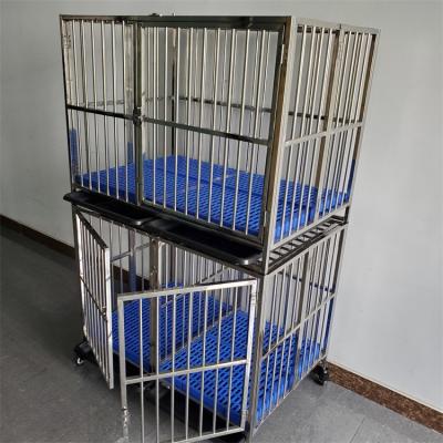 China Breathable Double Layer Three Doors Metal Pet Kennel Cost Effective Stainless Steel Folding Large Dog Cage For Cheap Sale for sale