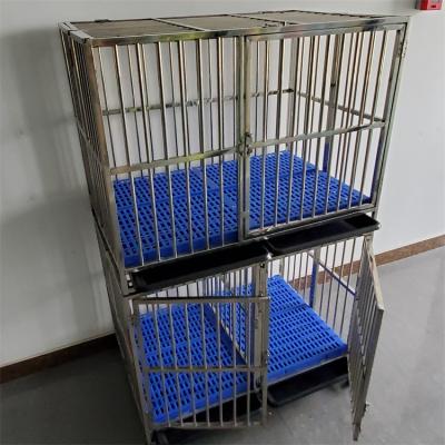 China Wholesale Breathable Steel Double Layer Three Doors Folding Professional Stackable Dog Kennel Cage Conveyor Cages For Dogs for sale