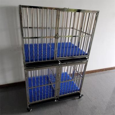 China Breathable Double Layer Steel Three Doors Large Dog Kennel Folding Cheap Dog Breeder Cage for sale