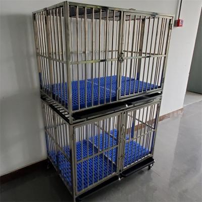 China Breathable Steel Outdoor Folding Dog Cage Porcelain Three Doors Double Layer Large Dog Houses for sale