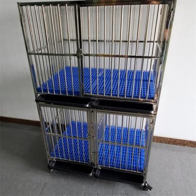 China Folding Double Layer Three Doors Dog Kennel Breathable Steel Metal Heavy Duty Dog Kennel for sale