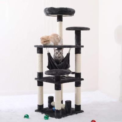 China Wholesale Sustainable With Cute Cat Tree Hammock Cat Three Stages Luxury Single Tree for sale