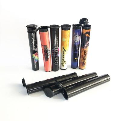 China Packaging For Pre Empty Roll Tube With Labels 116mm Cigar Pop Blunt Plastic Top Bottles Joint Tube With Stickers for sale