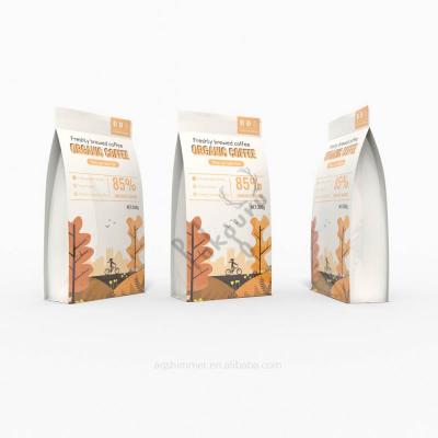 China Custom Printed Coffee Flat Bottom Food Packet Shiny Moisture Proof Packaging Pouch for sale