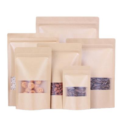 China Moisture Proof Recycle Biodegradable Zipper Bag Suitable For Tea Snack Dried Fruit Stand Up Pouch Kraft Paper Packing Bag For Food Package for sale