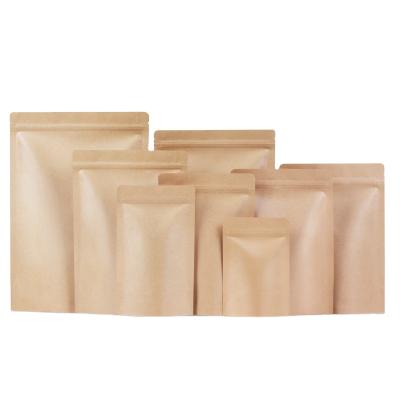 China Moisture Proof 320 Micron Zip Lock Food Packaging Bag Custom Kraft Paper Aluminum Foil Holder Up Pouch Packaging Bag For Rice Nuts snack for sale