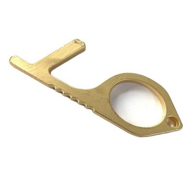 China Custom Factory High Quality Metal EDC Safety Door Opener Brass Contactless Tool No Contact Key Chain Design Main Defense Chain Set for sale