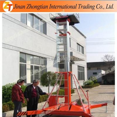 China Aluminum alloy dragging aerial work platform telescopic lift cylinder electric ladder lifter ce for sale