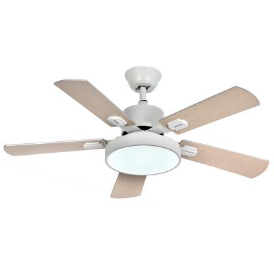 China 52inch Modern Original Wooden Grain Fan Ceiling Fan Remote Control Low Noise Led Light for sale