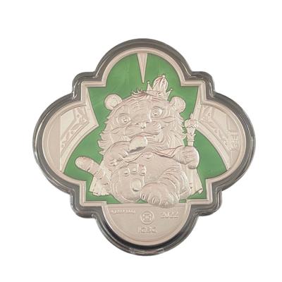 China China Year of the Tiger Silver Memorial Zodiac Medallion Custom Design Metal Decorative Arts and Crafts for sale