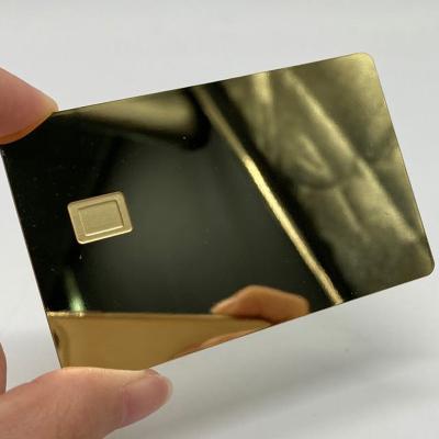 China Europe credit card size 0.8mm thickness gold mirror metal card stainless steel laser cut money rose gold mirror metal card for credit card gift for sale