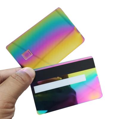 China Laser Engraved Laser Cut DIY Stainless Steel Rainbow Mirror Metal Credit Card Metal Logo Engraved Card For Gift for sale