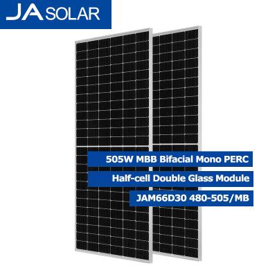 China JAM66D30MR Solar Panel JAM66D30MR 480-505W PERC Half-Cell JA Double Cell Mono Bifacial Glass PV Module Solar Panel For Solar System JAM66D30MB 480-505 for sale