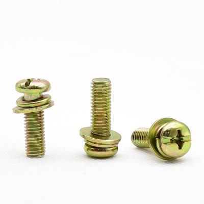 China Color Zinc Round /Half Mushroom Round Phillips Three Combination Screws With Head Joint For Sale for sale