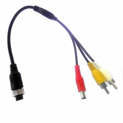 China Camera OEM M12 4pin Aviation Head to RCA Extension Cable AV Video-Audio Cable for Car Monitor and Camera Vehicle Reversing System for sale