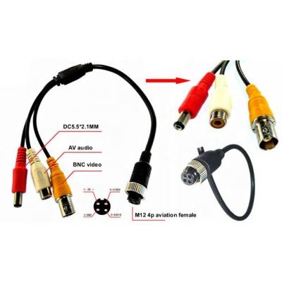 China 4Pin Camera to BNC AV DC Power Video-Audio Extension Cable Applicable to DVR and Car Monitor Rear View Camera Connections Cables for sale