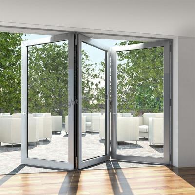 China Thermal insulation Schuco exterior thermally insulated glass folding doors bifold system large selection for sale