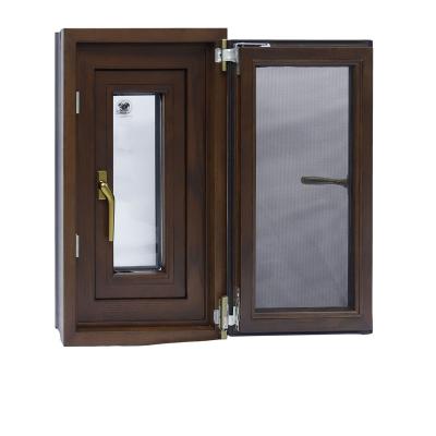 China Energy Saving Aluminum Clad Wood Casement Bifold Windows With Stainless Mosquito Net for sale