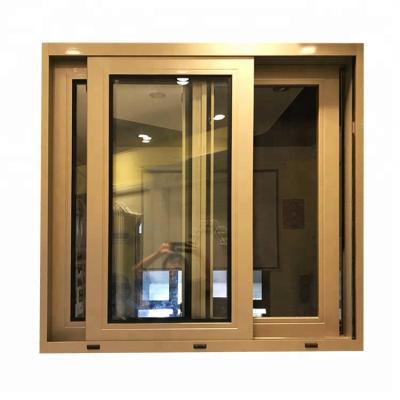 China Sliding Screen Apartment Aluminum Alloy Double Window Magnetic Tempered Glass Windows Patio for sale