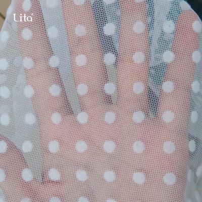 China Durable Polyester Hexagonal Mesh Fabric With Dot White Black Red for sale