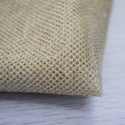 China Metallic Gold Net Fabric Metallic Gold Chain Knitted Net Fabric Of Polyester for sale