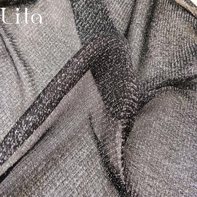 China Metallic Popular Hexagonal Metallic Tulle Fabric Silver Metallic Mesh Fabric For Clothing Accessories for sale