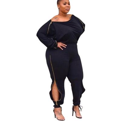 China European and American large size women's fashion breathable solid color sexy long sleeve zipper overalls for sale