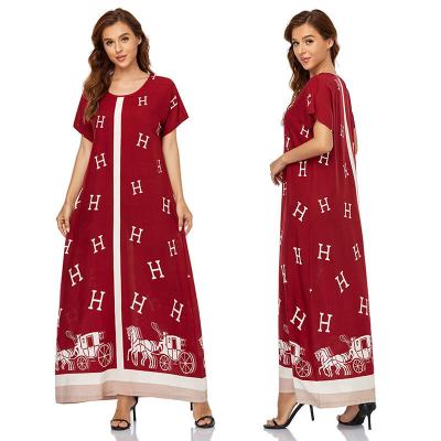 China 2021 Summer Africa Islamic Clothing Women Clothing Fashion Lady Casual Kaftan Breathable Skirts Long Maxi Dress Muslim Women for sale