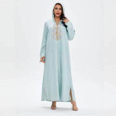 China Dubai Muslim Women's Pajamas Summer 2021 Fashion Breathable Robe Embroidered Large Size Middle Eastern Maxi Dress Long Robe for sale