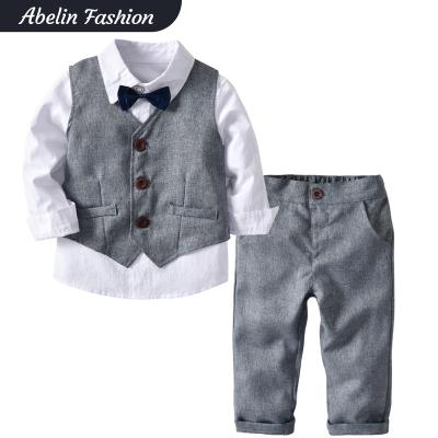 China Boys Formal Gentlemen Suit To Wedding Gray Vest White Shirt Four Piece Sets for sale