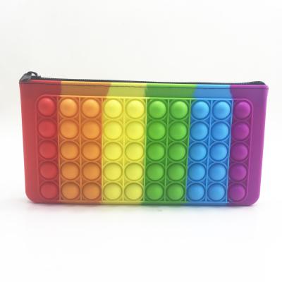 China Schools & 2021 New Offices 3D Silicone Rainbow Color Case For Pencil Case Silicone Bustle IT Noise for sale