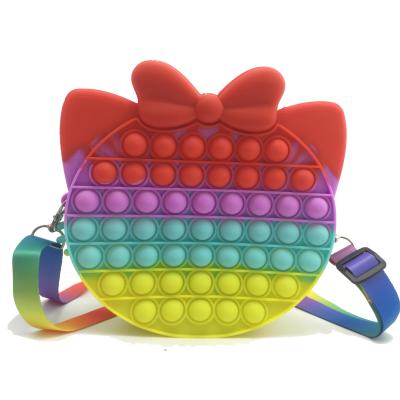 China Waterproof Push Sensory Noise Silicone School Bags Mini Bubble Pusher Busty Person Silicone Backpack for sale