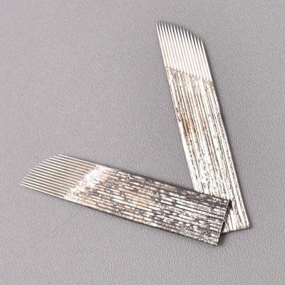 China Permanent 3D Eyebrow Embroidery 15 Pin Curved Flat Hard Micro Blades For Microblading Eyebrow Shading Tattoo Supplies for sale