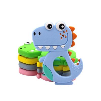 China Baby Cartoon Dinosaur Baby Teether BPA Silicone Eco-friendly Caring Free Milk Teeth Molar Rods Toy Gift for sale