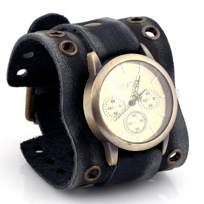 China YULUCH Fashion Punk Wide Cattlehide Men Wide Retro Men Watch Wristband Accessories For Gifts Party for sale