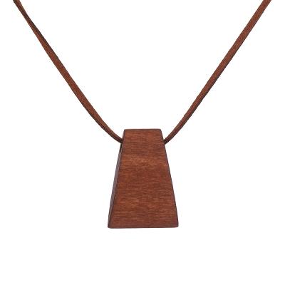 China Wooden Long Elegant Geometric Pendant Sweater Long Necklace Ladies Necklace Wholesale for sale