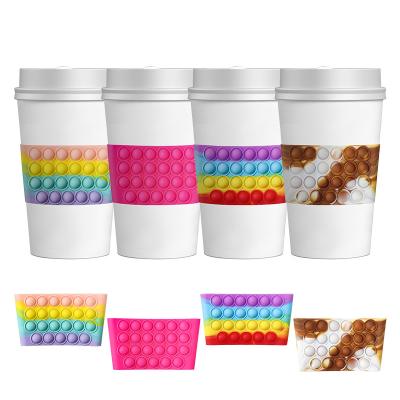 China Relieve Push Bubble Popular Amazon Silicone Water Coffee Drinks Bottle Sleeve Cup Sleeve Cup Anti-scalding Cover for sale