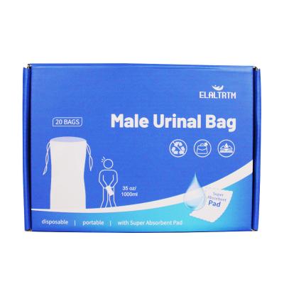 China Portable PE ELALTRTM Pocket Male Urine Collection Device Comprised Of A Plastic Bag Filled With Gelling for sale