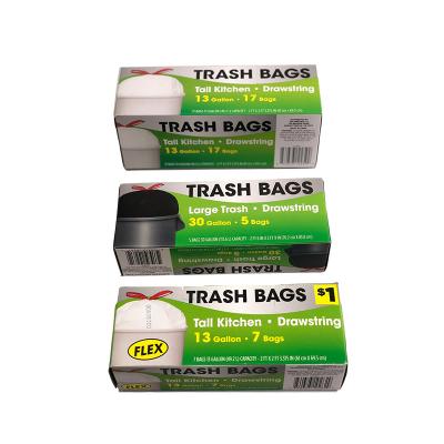 China Biodegradable Plastic Barrier Nesting Drawstring Waste Garbage Bags For USA Market for sale