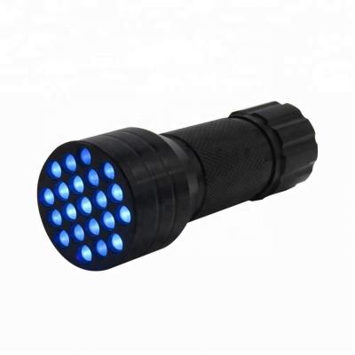 China Industrial 21LED Torch UV Light 395 Nanometer Silver Light Detector Black LED Flashlights For Dog Urine Bed Insect for sale