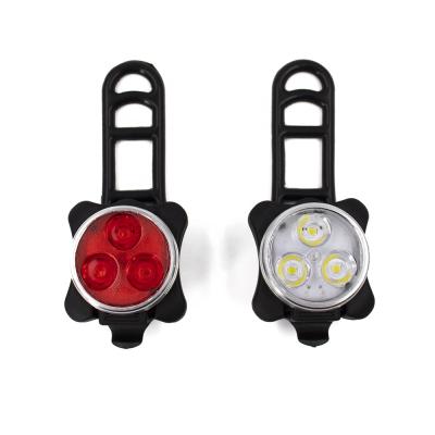 China Outdoor Activity Red Light Front Tail Warm White White Bike Lights USB Rechargeable Mini Bicycle Light Set zu verkaufen