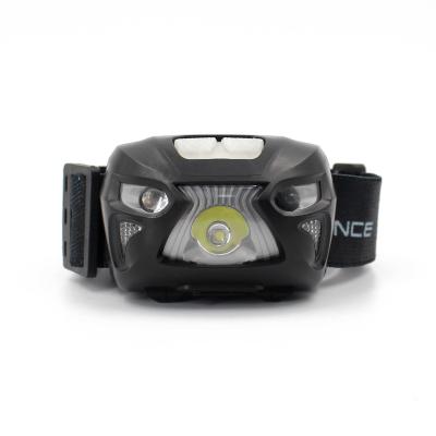 China Camper Hiking Waterproof ABS Head Torch 3W 2 LED Red Sensor Walking Headlight for sale