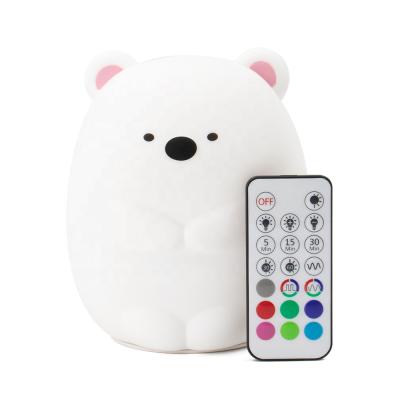 China Modern Cute Christmas Holiday Sleep USB Baby Silicone Home Decoration Led Bear Night Light en venta