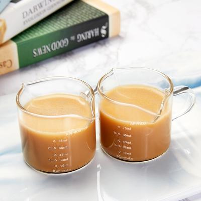 China BCnmviku Wholesale Viable Espresso Shot Measure Glass Coffee Cups Double Spout Triple Pitcher Milk Mug With Handle For Bartender for sale