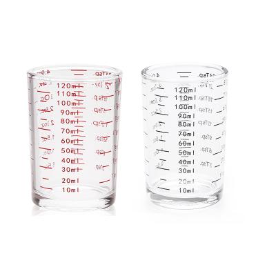 China BCnmviku Classic 2 Cup High Liquid Shot Glass 4 Ounce/120ml Heavy Espresso Glass Measuring Cup Pack Shot Glass Cup Black And Red Line for sale