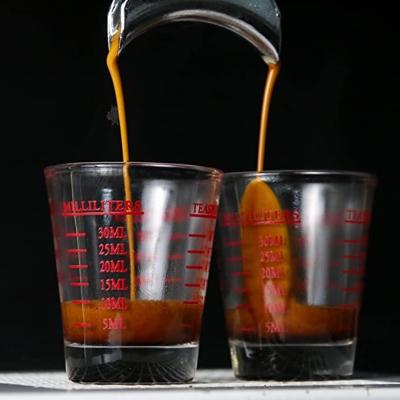 China BCnmviku Classic Red Glass Shot Glasses 30ML Espresso Shot Measure Coffee Cup Clear Glass Measuring Cup For Bartender for sale