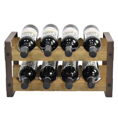 China Viable Antique Wood and Metal Shabby Chic 8 Wine Bottle Rack for sale