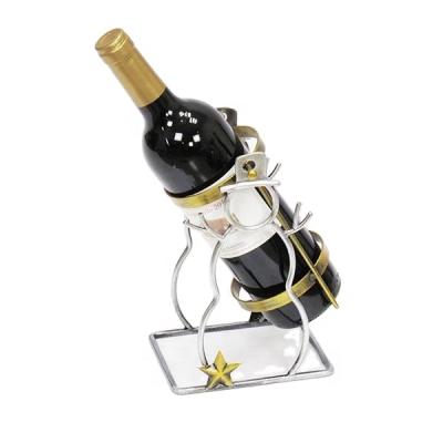 China Xmas Christmas Snowman Metal Wine Bottle Holder Snowman Wine Holder for sale