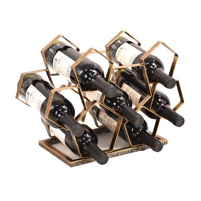 China 2022 Viable Popular Hot Selling Vintage Shape Metal Wine Rack Decorative Square Wine Rack Table Rack for sale